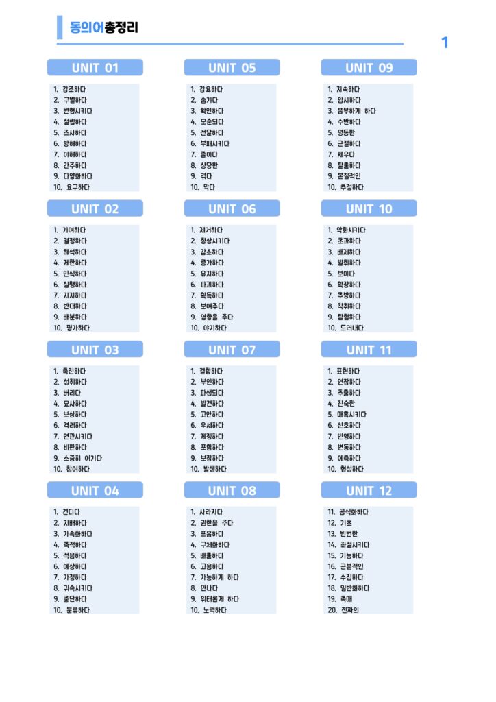 동의어 학습자료